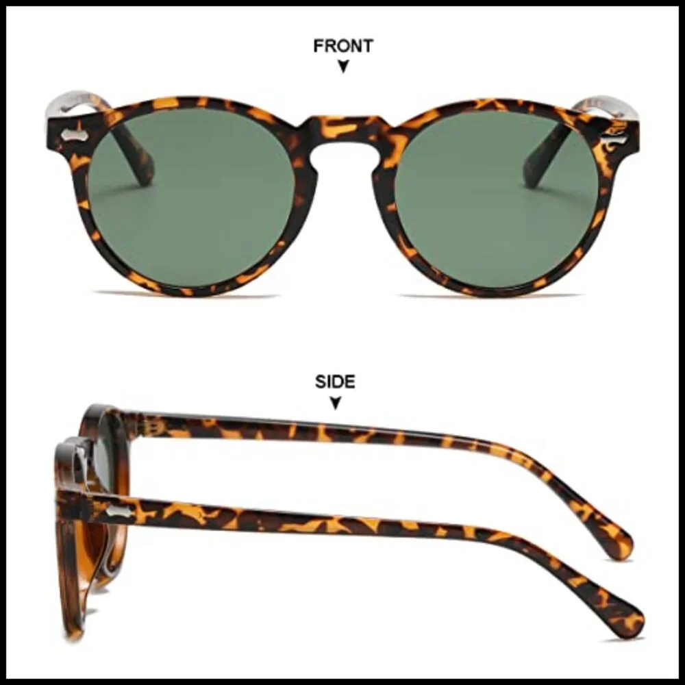 Vintage Polarized Sunglasses for Men Round UV400 Protection Retro Acetate Frame